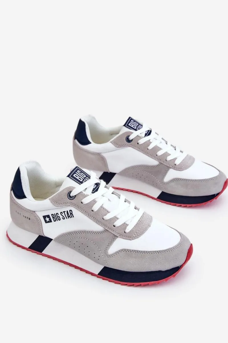 Obuwie Sportowe Męskie>Big Star Shoes Męskie Buty Sportowe Memory Foam System Big Star LL174160 Biało-Szare