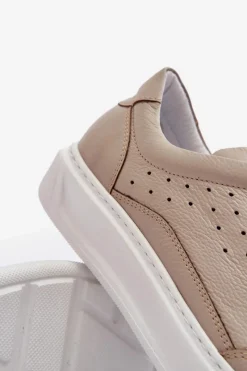 Best Zazoo Męskie Buty Sportowe Skórzane 1544 Beżowe Beżowy