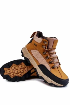 Sale Cross Jeans Męskie Buty Trekkingowe Ocieplane KK1R4020C Camel Brązowy