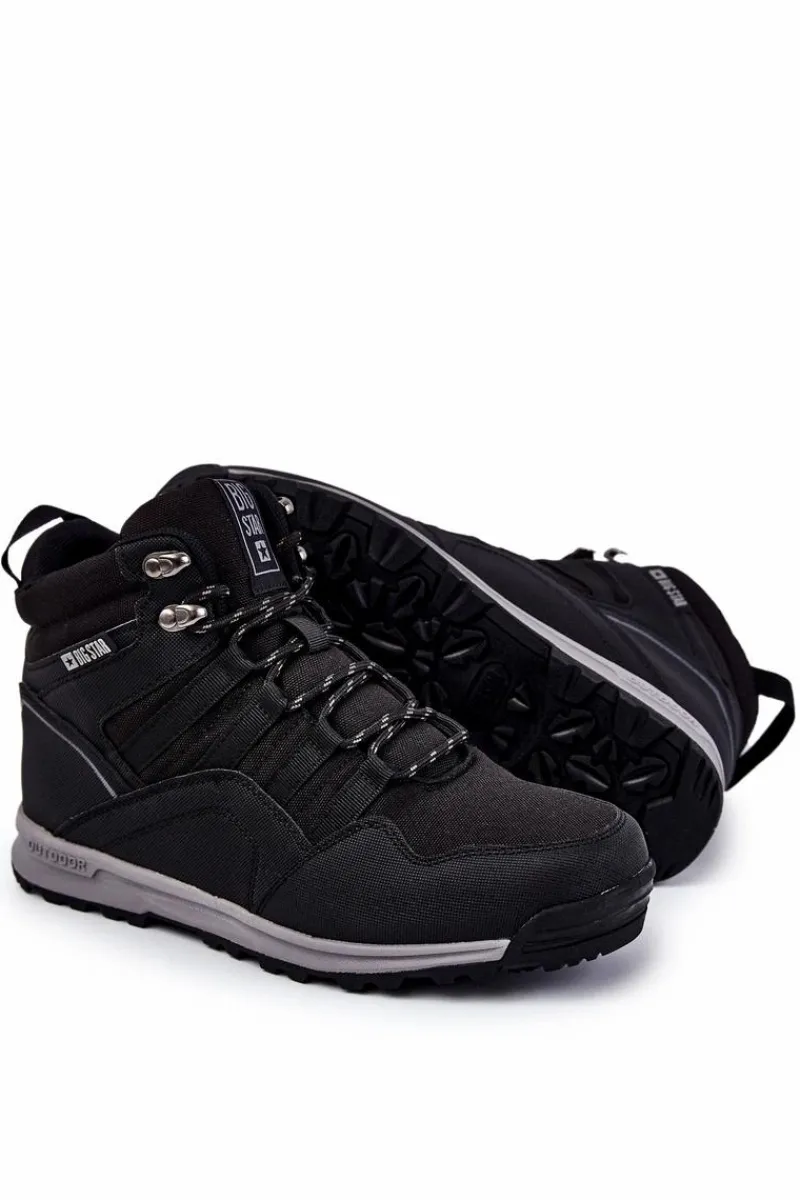 Obuwie Trekkingowe Męskie|Botki Męskie>Big Star Shoes Męskie Buty Trekkingowe Ocieplane Big Star KK174371 Czarne