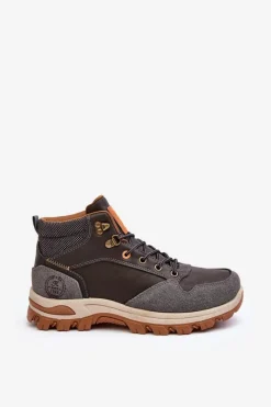 Botki Męskie|Obuwie Trekkingowe Męskie>Boto Męskie Buty Trekkingowe Trapery Sznurowane Szare Salomene