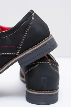 Półbuty Casual></noscript>Boto Męskie Czarne Nubukowe Półbuty Kimel