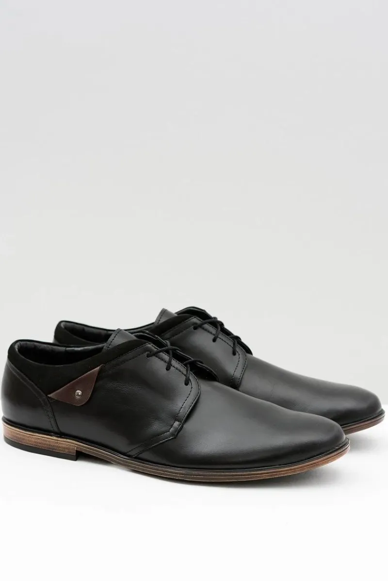 New Męskie Czarne Półbuty Luca Skóra Męskie Półbuty Casual