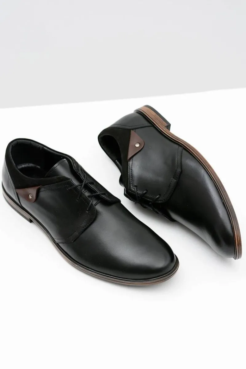 New Męskie Czarne Półbuty Luca Skóra Męskie Półbuty Casual