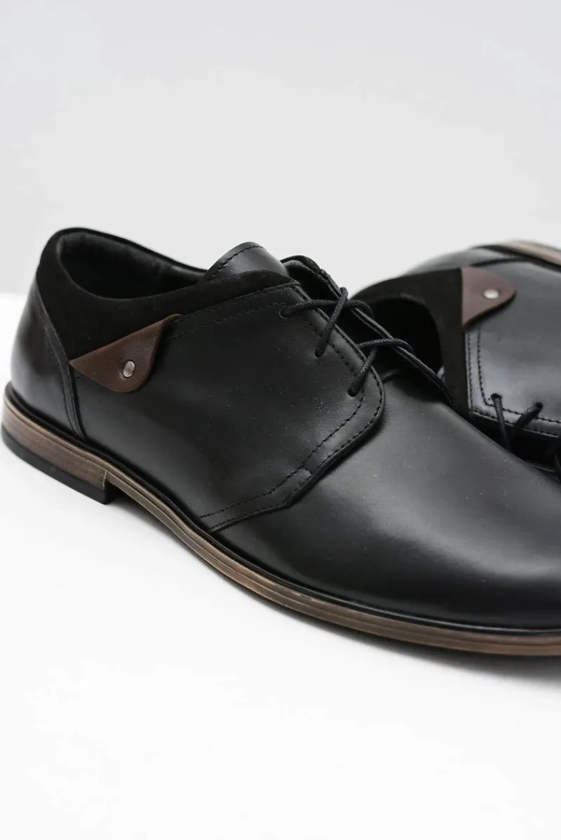 New Męskie Czarne Półbuty Luca Skóra Męskie Półbuty Casual