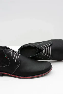 Online Męskie Czarne Skórzane Półbuty Graziano Męskie Półbuty Casual