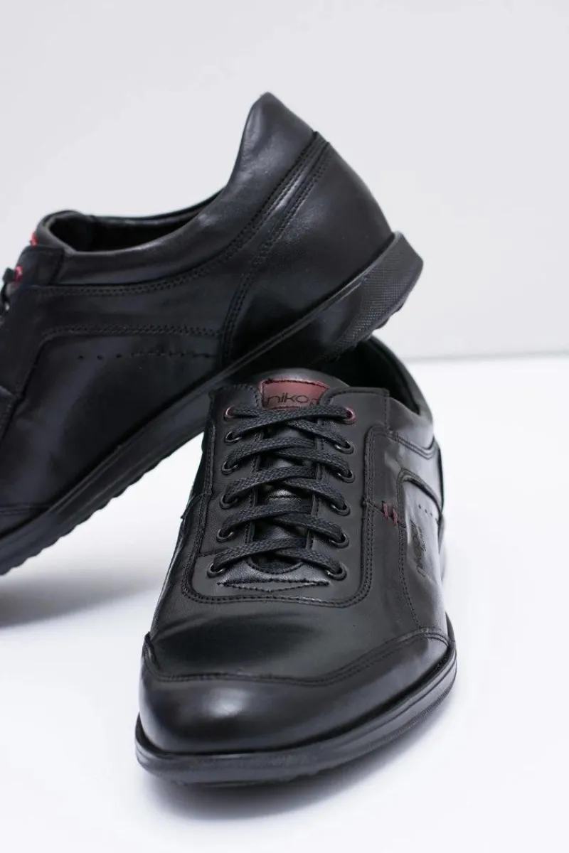 Półbuty Casual>Boto Męskie Czarne Skórzane Półbuty Nikopol Casual Polver