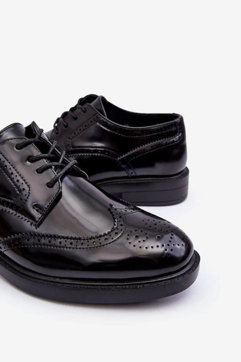 Półbuty Eleganckie>Boto Męskie Eleganckie Lakierowane Półbuty Czarne Gustavo