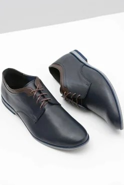 Półbuty Casual></noscript>Boto Męskie Granatowe Skórzane Półbuty Gianni