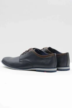 Półbuty Casual></noscript>Boto Męskie Granatowe Skórzane Półbuty Gianni