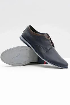 Półbuty Casual></noscript>Boto Męskie Granatowe Skórzane Półbuty Gianni