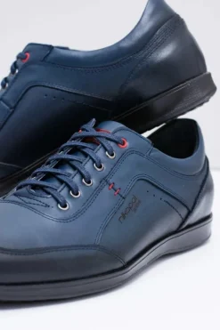 Outlet Boto Męskie Granatowe Skórzane Półbuty Nikopol Casual Polver