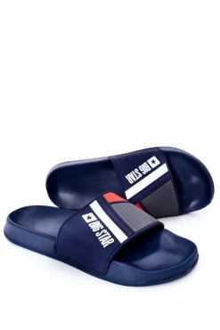 Discount Big Star Shoes Męskie Klapki Big Star HH174837 Granatowe