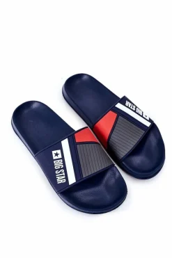 Discount Big Star Shoes Męskie Klapki Big Star HH174837 Granatowe
