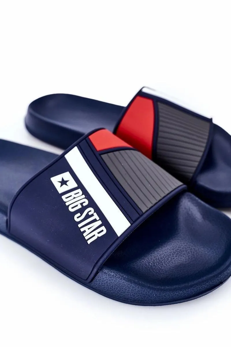 Discount Big Star Shoes Męskie Klapki Big Star HH174837 Granatowe