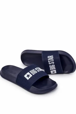 Outlet Męskie Klapki Big Star JJ174507 Granatowe Męskie Klapki Męskie Big Star|Klapki Męskie Klasyczne