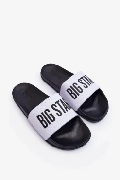 Clearance Męskie Klapki Big Star MM174320 Biało-Czarne Męskie Klapki Męskie Big Star|Klapki Męskie Klasyczne