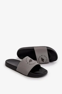 New Męskie Klapki MM00FFLIM046-25S Szare Męskie Klapki Męskie Klasyczne