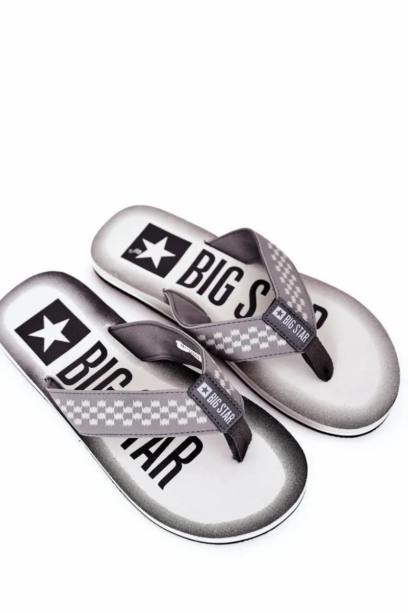 Discount Big Star Shoes Męskie Klapki Japonki Big Star HH174813 Szare