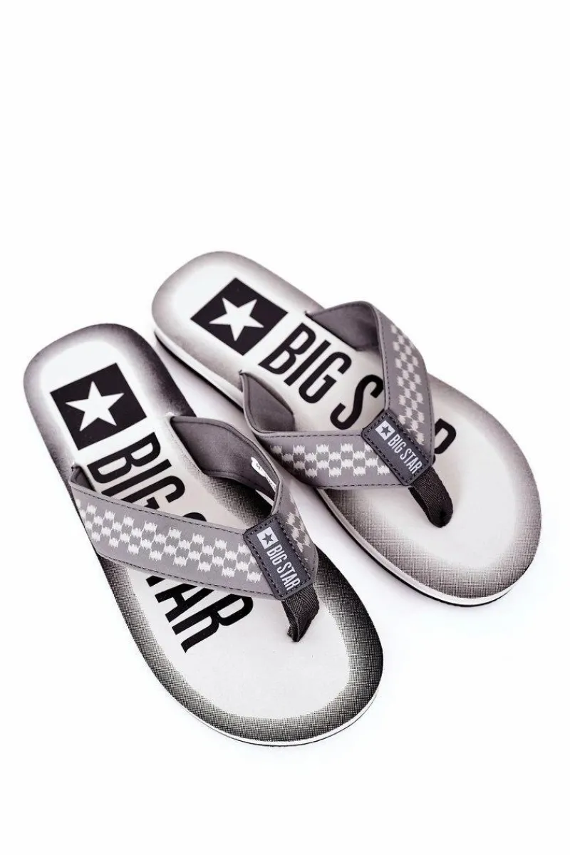 Discount Big Star Shoes Męskie Klapki Japonki Big Star HH174813 Szare