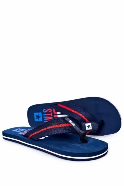 Sale Big Star Shoes Męskie Klapki Japonki Big Star FF174478 Granatowe