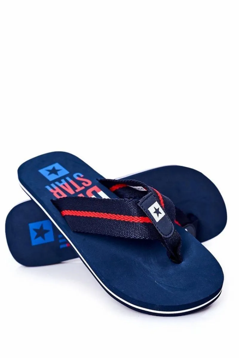 Sale Big Star Shoes Męskie Klapki Japonki Big Star FF174478 Granatowe