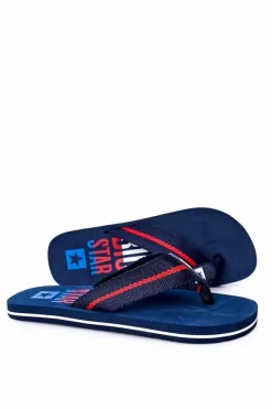 Sale Big Star Shoes Męskie Klapki Japonki Big Star FF174478 Granatowe
