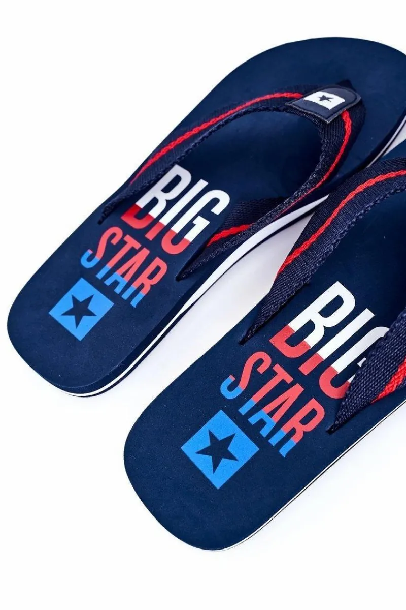 Sale Big Star Shoes Męskie Klapki Japonki Big Star FF174478 Granatowe