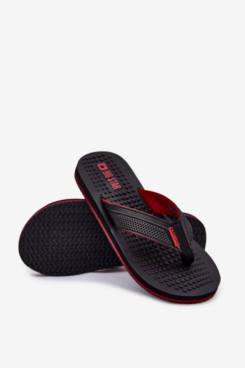 Sale Big Star Shoes Męskie Klapki Japonki Big Star RR174441 Czarne Czarny