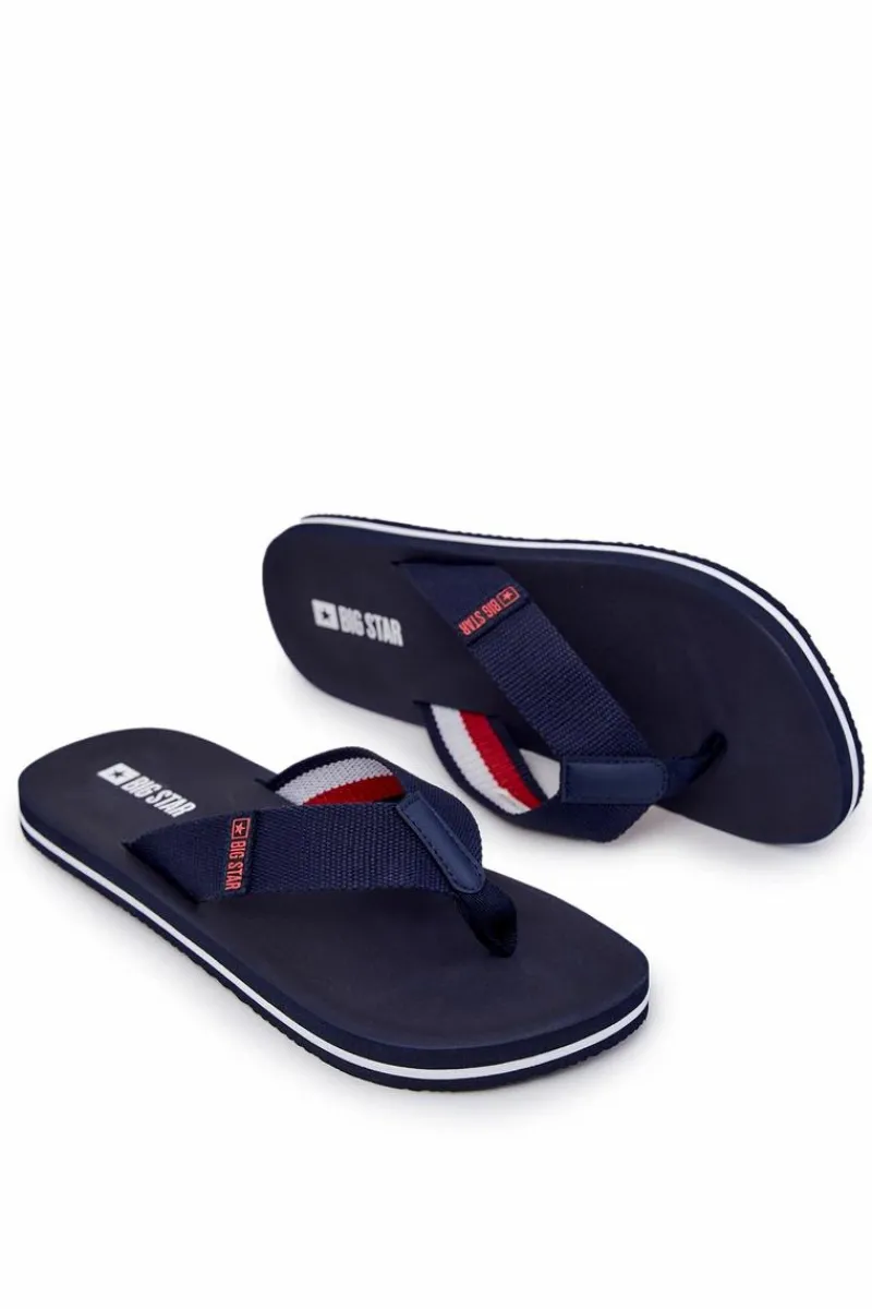 Discount Big Star Shoes Męskie Klapki Japonki Big Star JJ174518 Granatowe