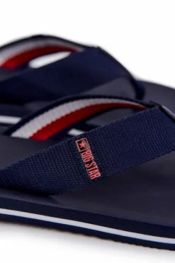 Discount Big Star Shoes Męskie Klapki Japonki Big Star JJ174518 Granatowe