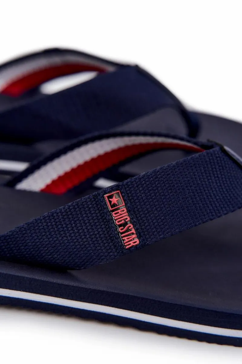 Discount Big Star Shoes Męskie Klapki Japonki Big Star JJ174518 Granatowe