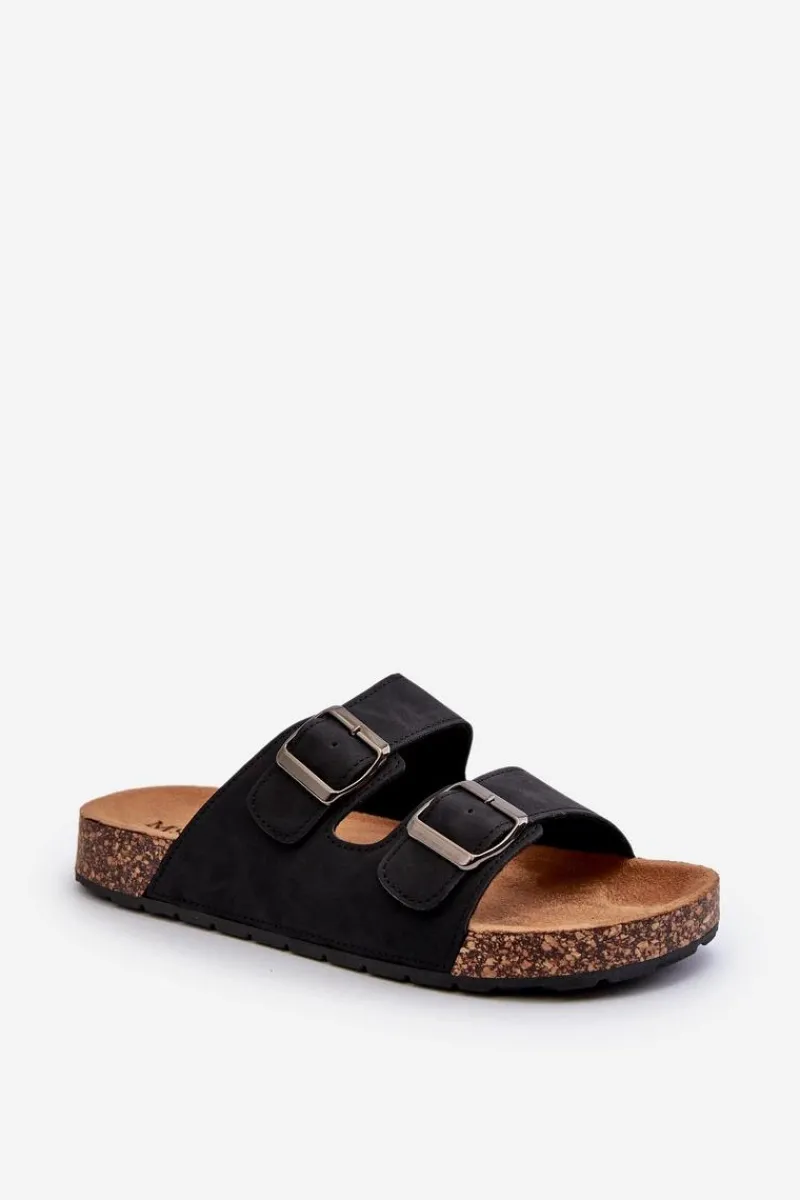 Clearance Boto Męskie Klapki Na Korkowej Podeszwie Czarne Rosawia