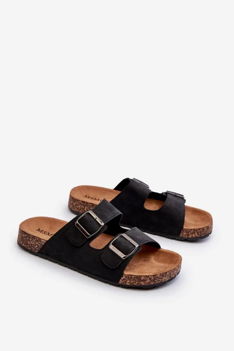 Clearance Boto Męskie Klapki Na Korkowej Podeszwie Czarne Rosawia