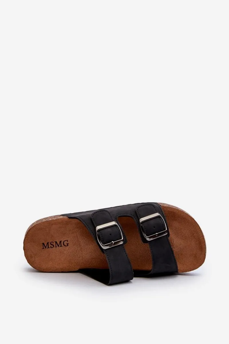 Clearance Boto Męskie Klapki Na Korkowej Podeszwie Czarne Rosawia