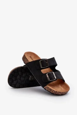 Clearance Boto Męskie Klapki Na Korkowej Podeszwie Czarne Rosawia