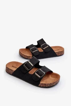 Clearance Boto Męskie Klapki Na Korkowej Podeszwie Czarne Rosawia