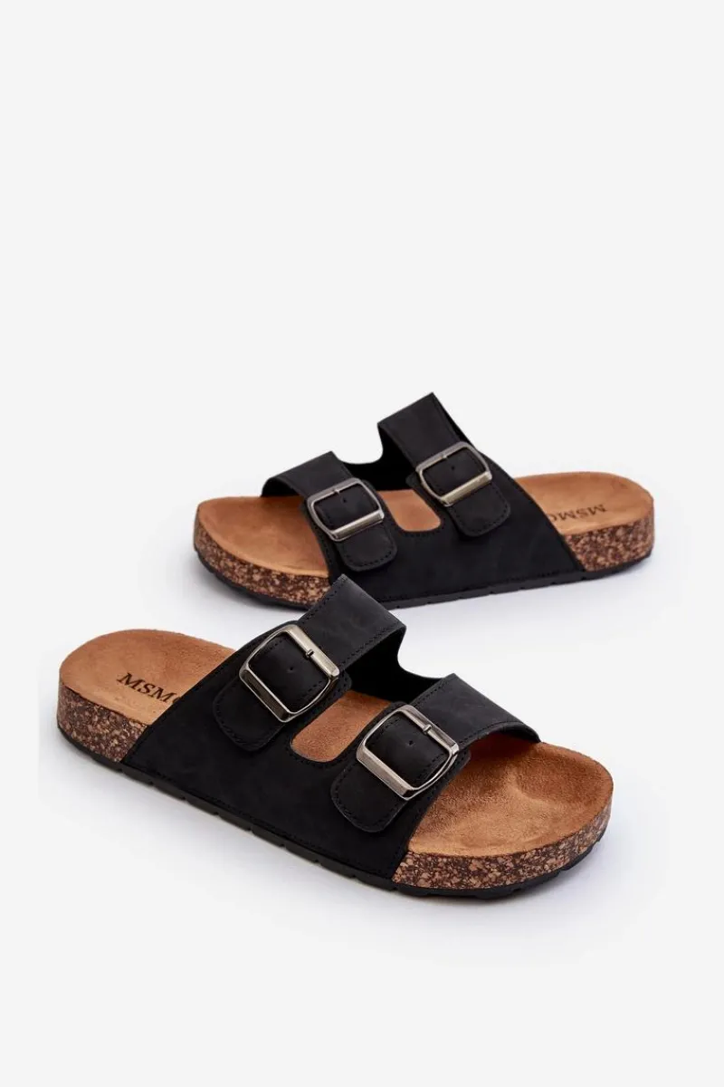 Clearance Boto Męskie Klapki Na Korkowej Podeszwie Czarne Rosawia