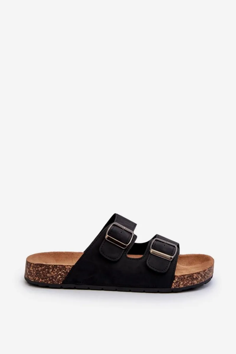 Clearance Boto Męskie Klapki Na Korkowej Podeszwie Czarne Rosawia