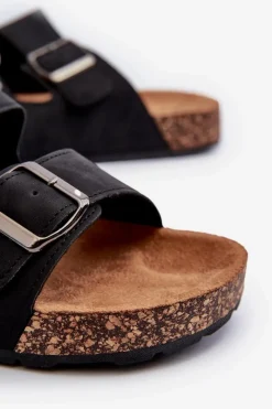 Clearance Boto Męskie Klapki Na Korkowej Podeszwie Czarne Rosawia