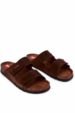 Best Big Star Shoes Męskie Klapki Na Rzepy Big Star JJ176002 Brązowe