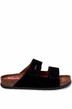 Klapki Męskie Big Star|Klapki Męskie Klasyczne>Big Star Shoes Męskie Klapki Na Rzepy Big Star JJ176001 Czarne