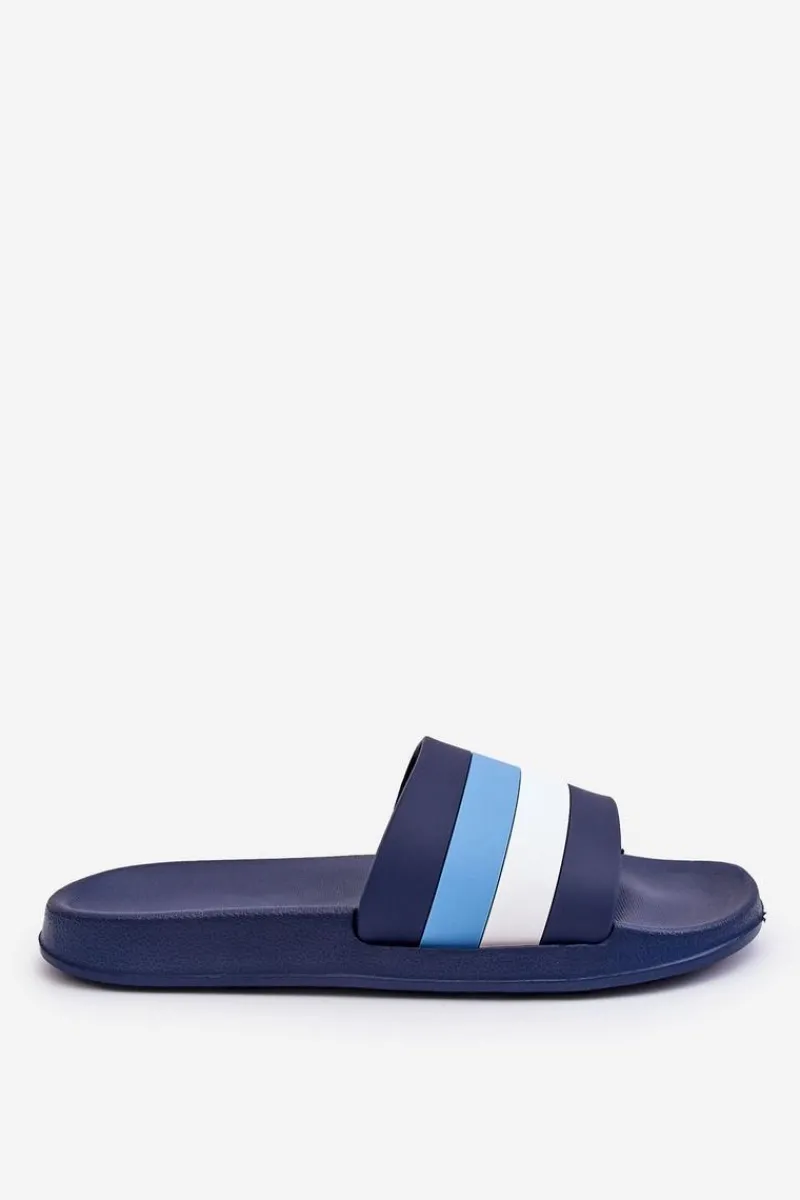Klapki Męskie Klasyczne>Boto Męskie Klapki W Paski Granatowe Vision