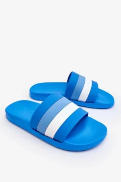 Hot Męskie Klapki W Paski Niebieskie Vision Męskie Klapki Męskie Klasyczne