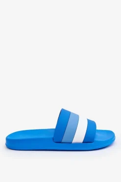 Hot Męskie Klapki W Paski Niebieskie Vision Męskie Klapki Męskie Klasyczne