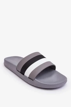 Best Męskie Klapki W Paski Szare Vision Męskie Klapki Męskie Klasyczne