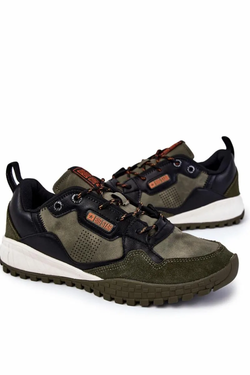 Obuwie Sportowe Męskie>Big Star Shoes Męskie Klasyczne Buty Sportowe Memory Foam Big Star KK174272 Zielone Zielony