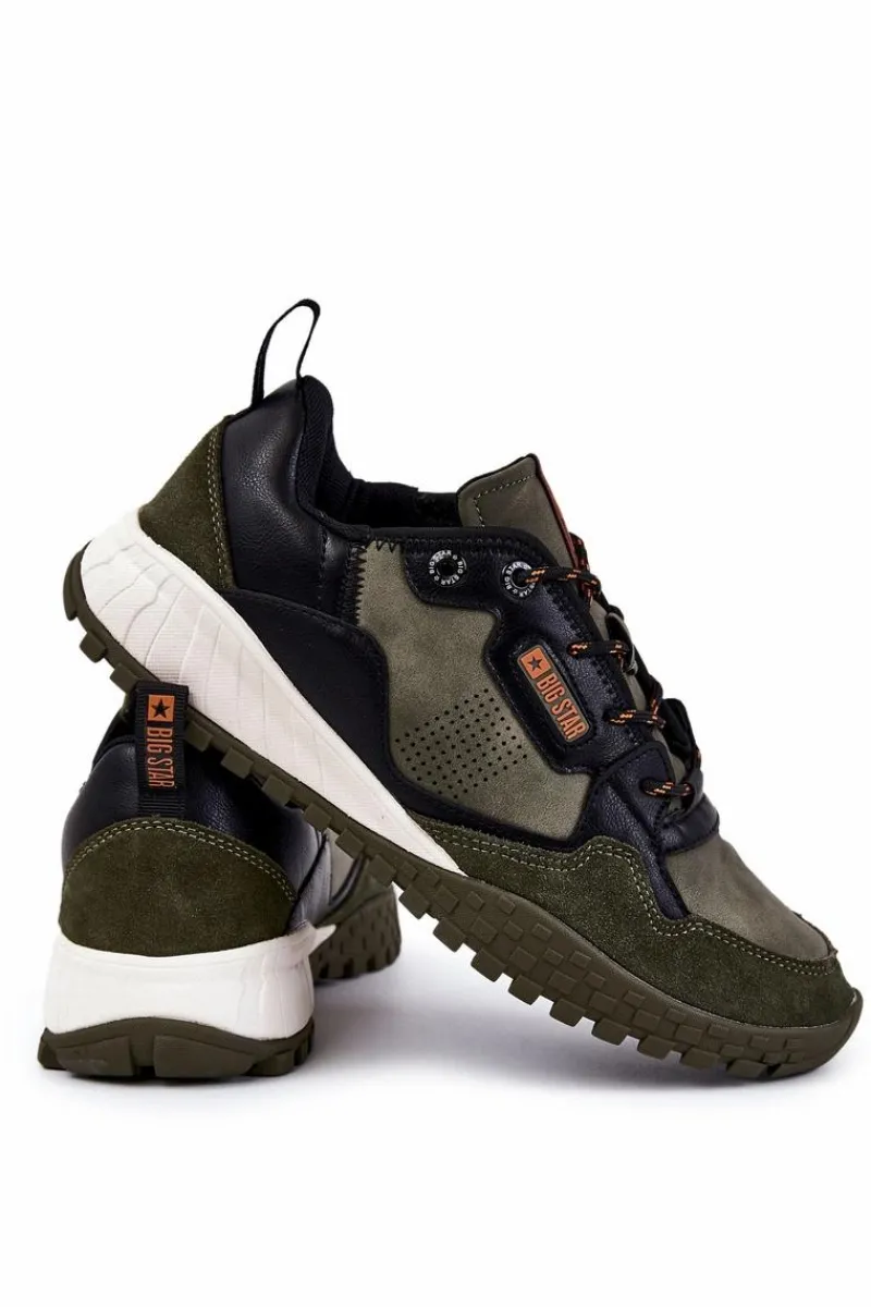 Obuwie Sportowe Męskie>Big Star Shoes Męskie Klasyczne Buty Sportowe Memory Foam Big Star KK174272 Zielone Zielony