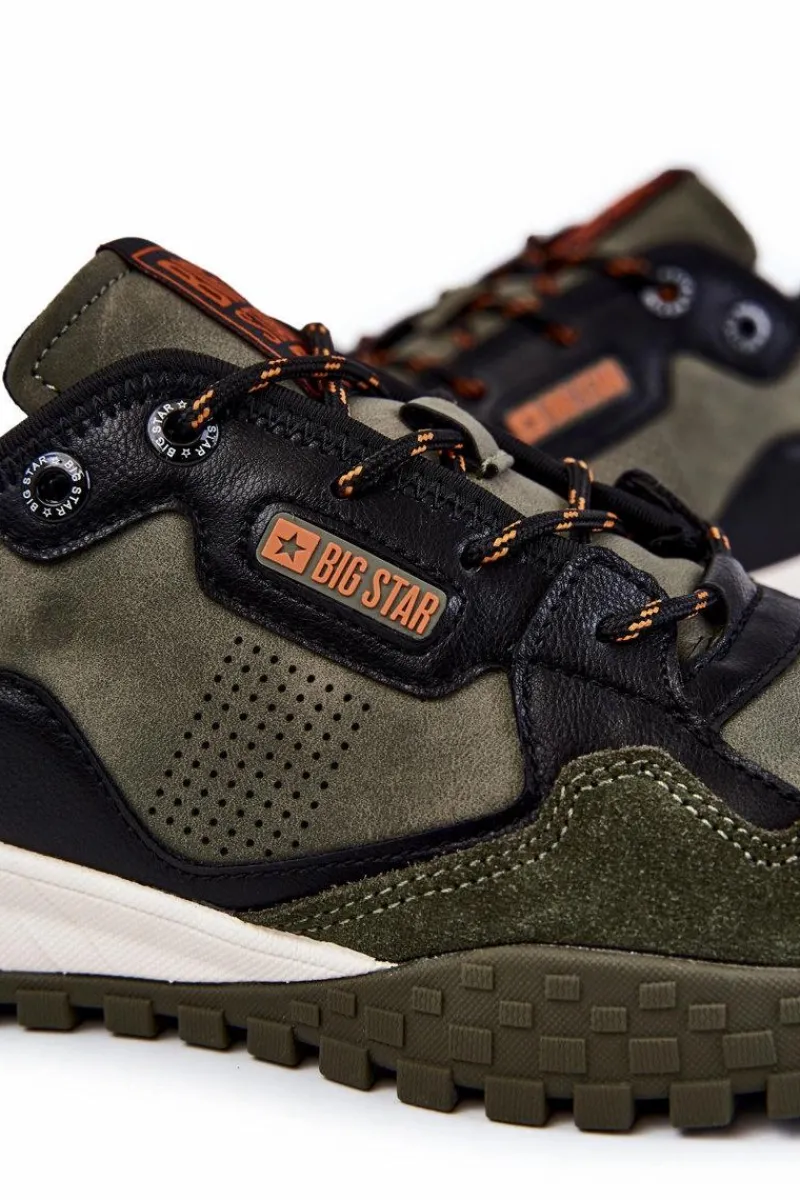 Obuwie Sportowe Męskie>Big Star Shoes Męskie Klasyczne Buty Sportowe Memory Foam Big Star KK174272 Zielone Zielony