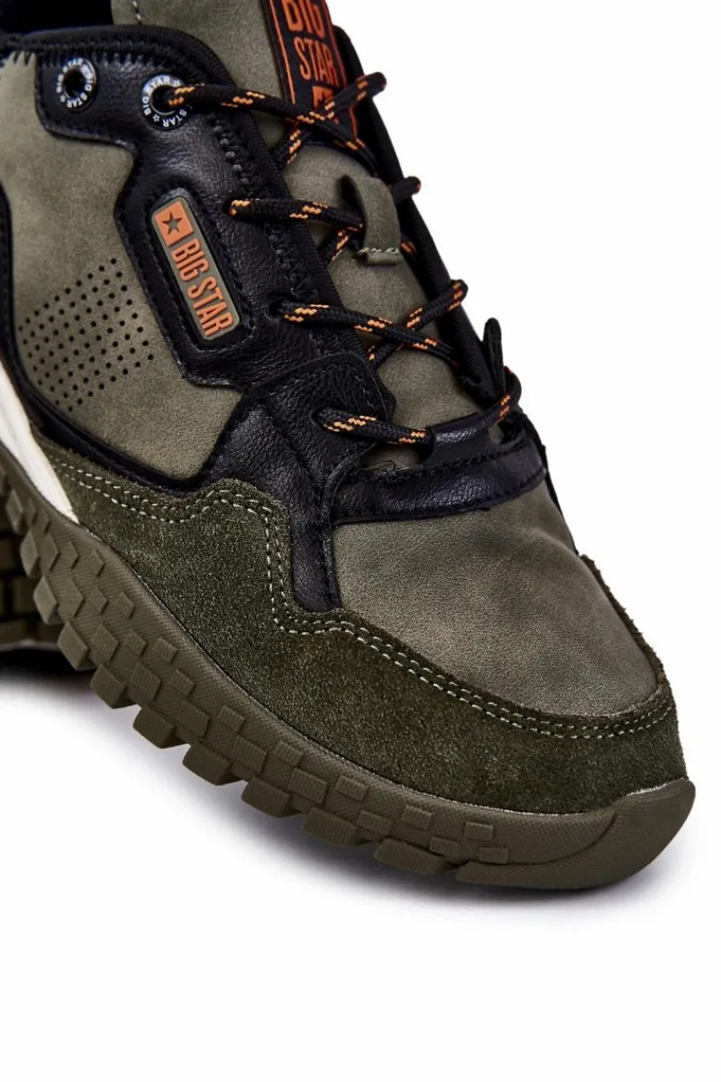 Obuwie Sportowe Męskie>Big Star Shoes Męskie Klasyczne Buty Sportowe Memory Foam Big Star KK174272 Zielone Zielony